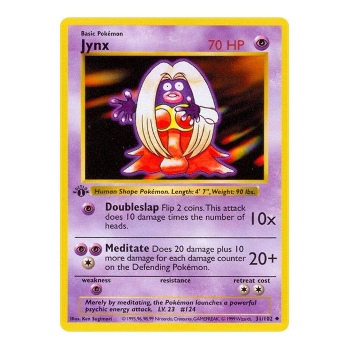 Jynx 31 Base Set 1st Edition Shadowless Pokemon card - PSA 10